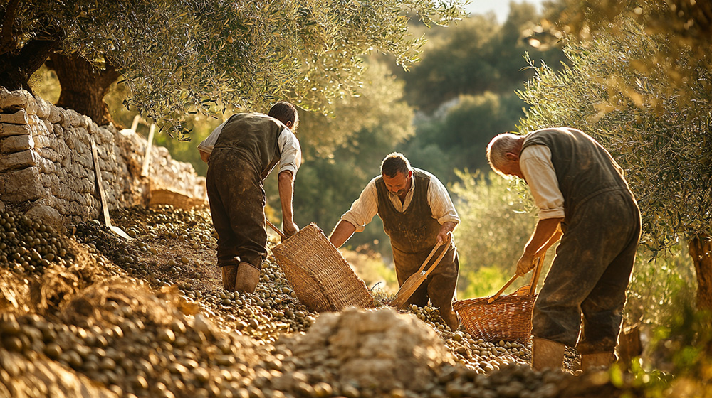 Arbeider plukt olijven in Albanië – impact arbeidstekort op olijfolieproductie